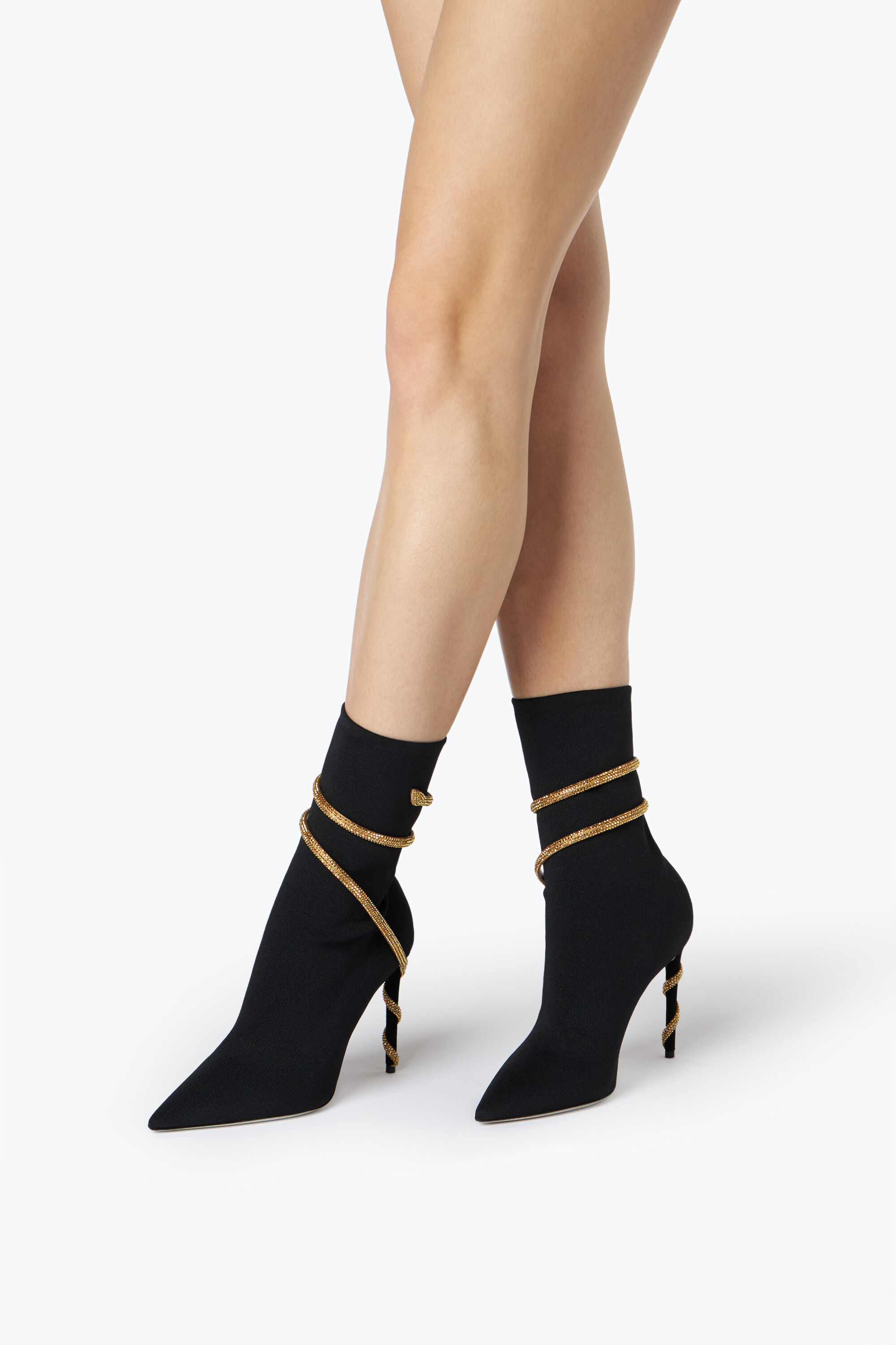 Jeweled Margot Black And Gold Ankle Boot 105 Rene Caovilla