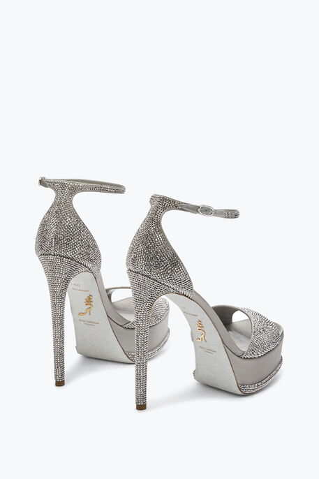 Anastasia Crystal Pearl Gray Platform Sandal 130