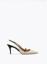 LILY SLINGBACK 80 IN SCHWARZ & CHAMPAGNER
