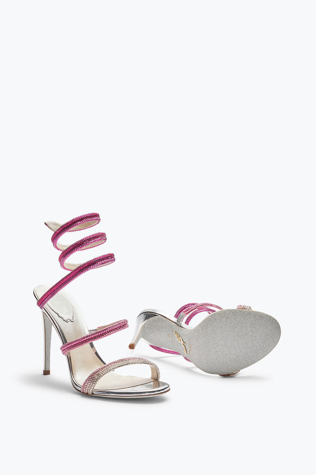 Cleo Silver Sandal With Pink Degradé Crystals 105