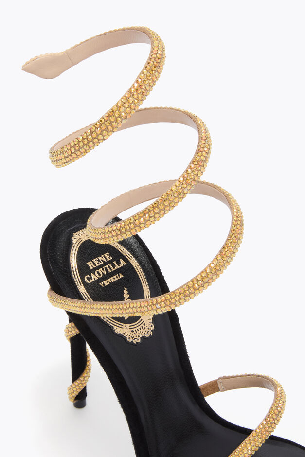 MARGOT CRYSTAL GOLD PLATFORM SANDAL 120