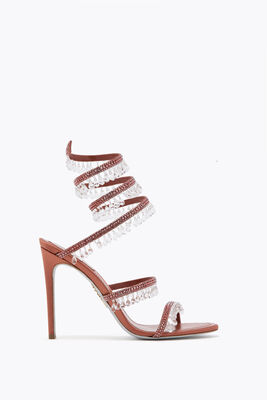 Jeweled CHANDELIER MOCHA MOUSSE SANDAL 105 | Rene Caovilla®