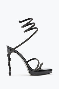 MARGOT CRYSTAL BLACK PLATFORM SANDAL 120