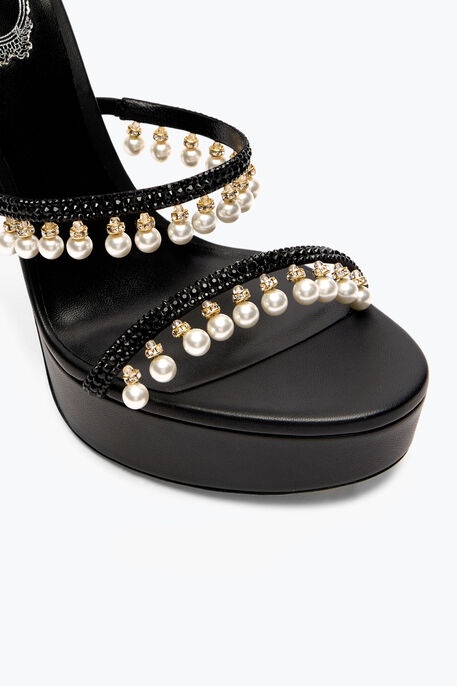 CHANDELIER BLACK PLATFORM SANDAL WITH PEARLS 130 CHANDELIER BLACK PLATFORM SANDAL WITH PEARLS 130