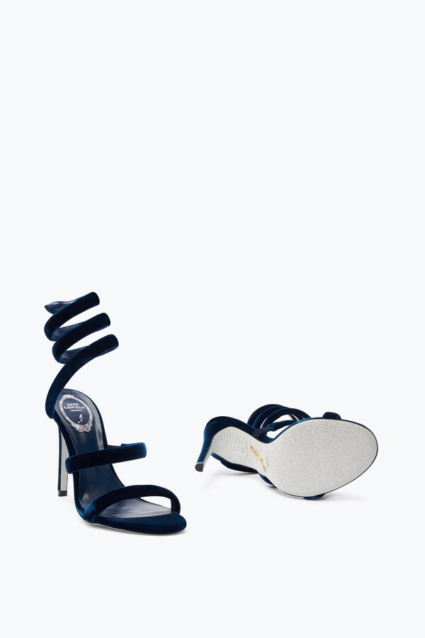 Cleo Marineblau Samt-Sandale 105