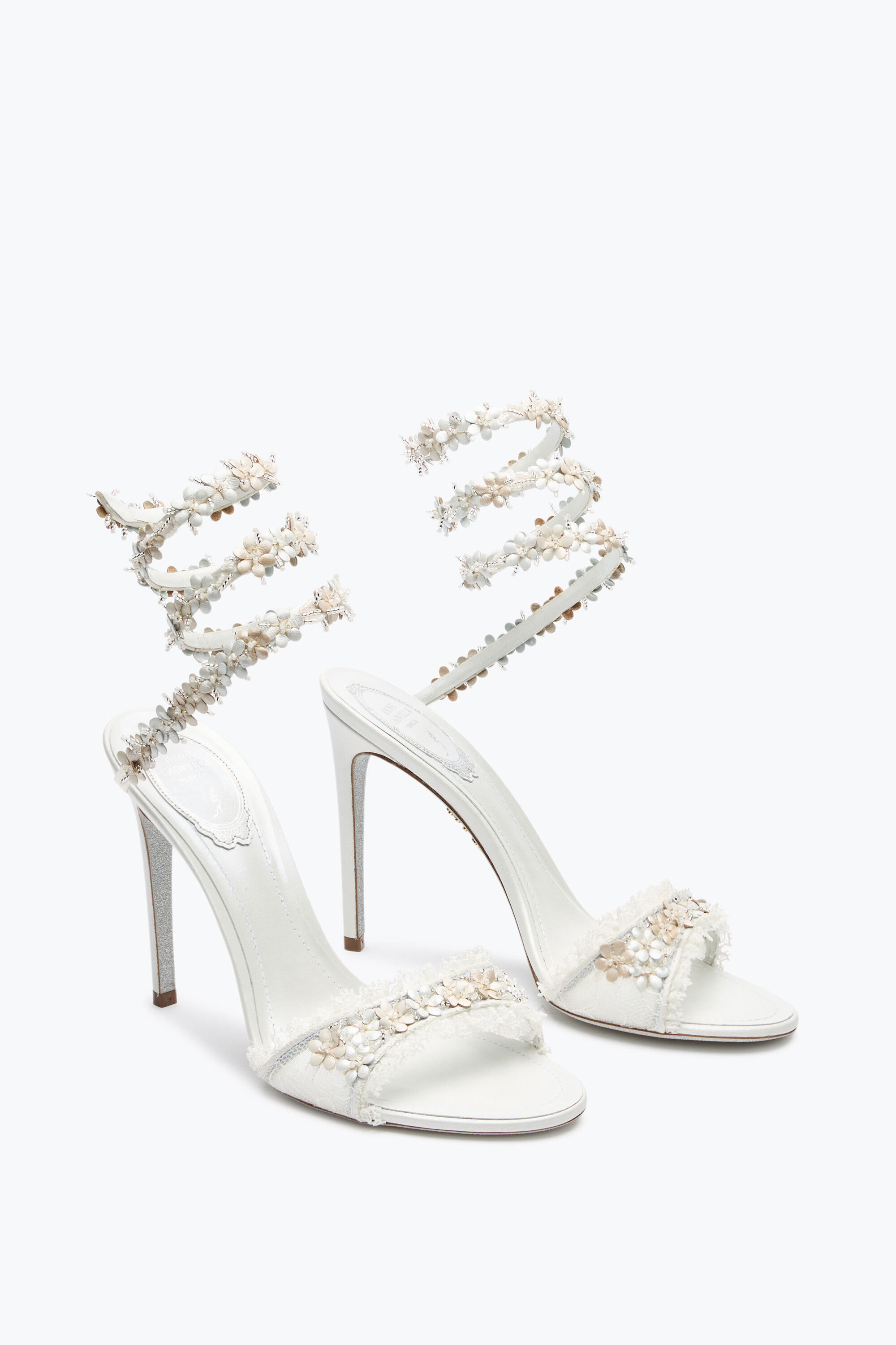 Jeweled BLOOM WHITE SANDAL 105 | Rene Caovilla®
