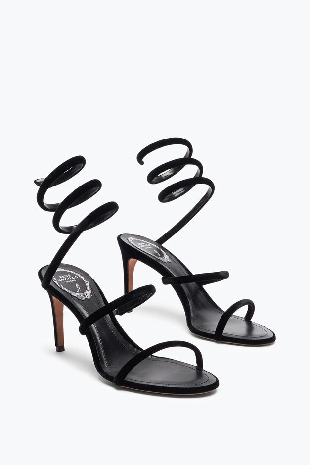 CLEO BLACK VELVET SANDAL 80