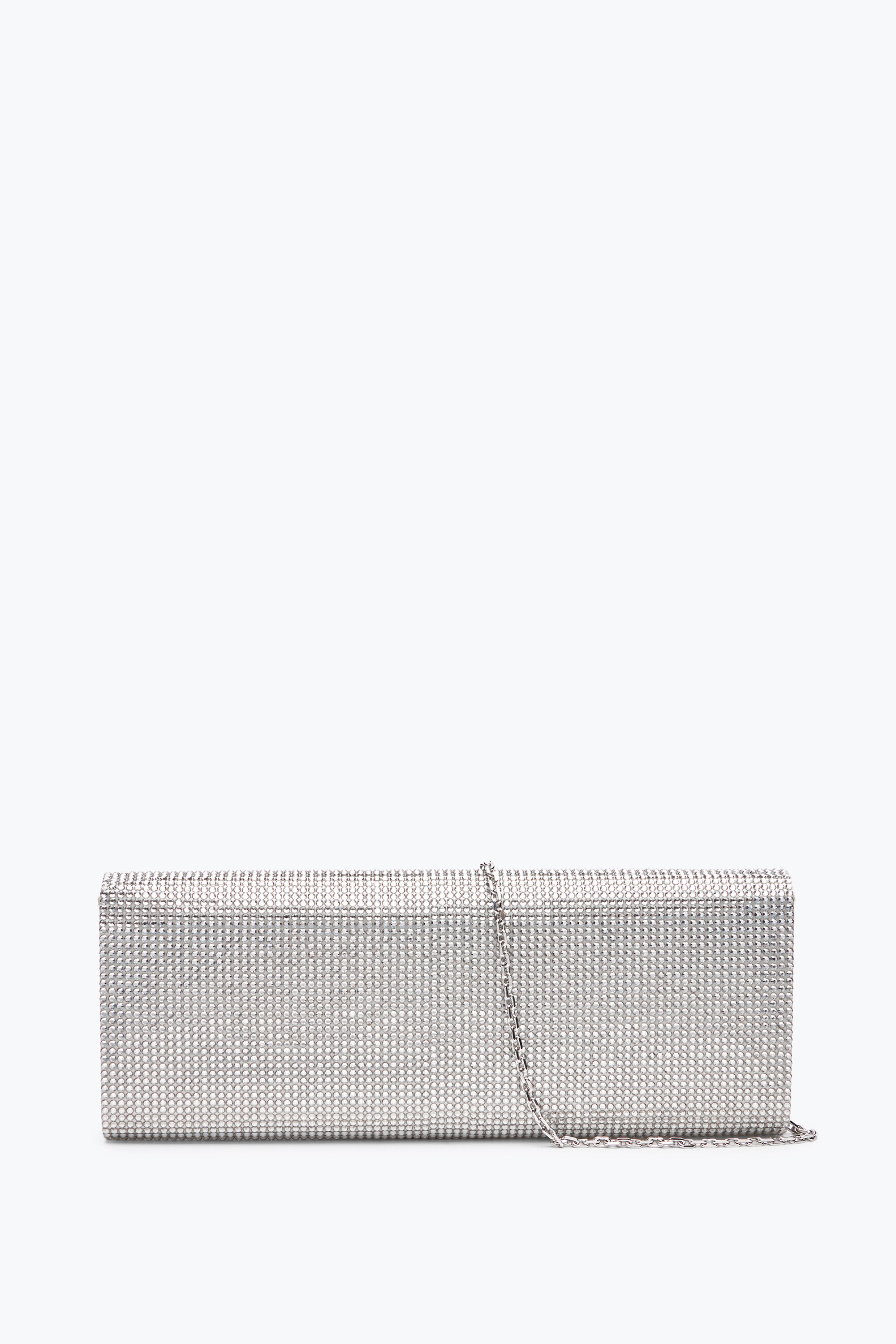 Jeweled Zafira Silver Clutch With All-Over Crystals | Rene Jeweled Zafira Silver Clutch With All-Over Crystals | Rene