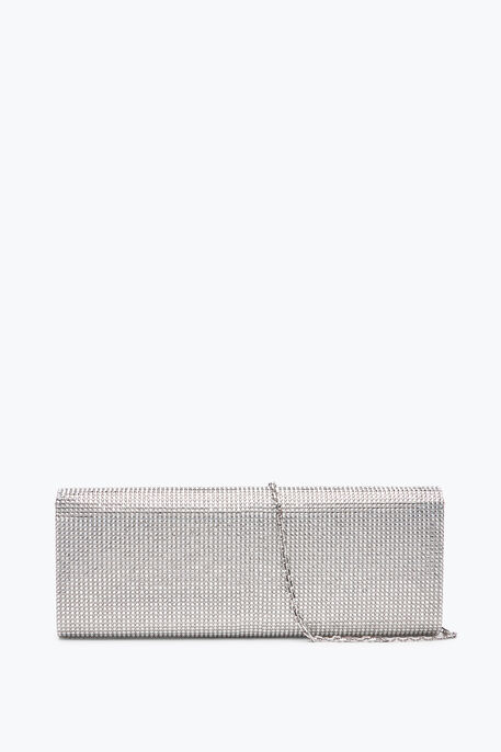 Zafira Silver Clutch With All-Over Crystals Zafira Silver Clutch With All-Over Crystals