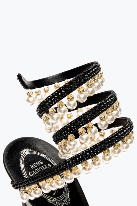 CHANDELIER BLACK PLATFORM SANDAL WITH PEARLS 130 CHANDELIER BLACK PLATFORM SANDAL WITH PEARLS 130