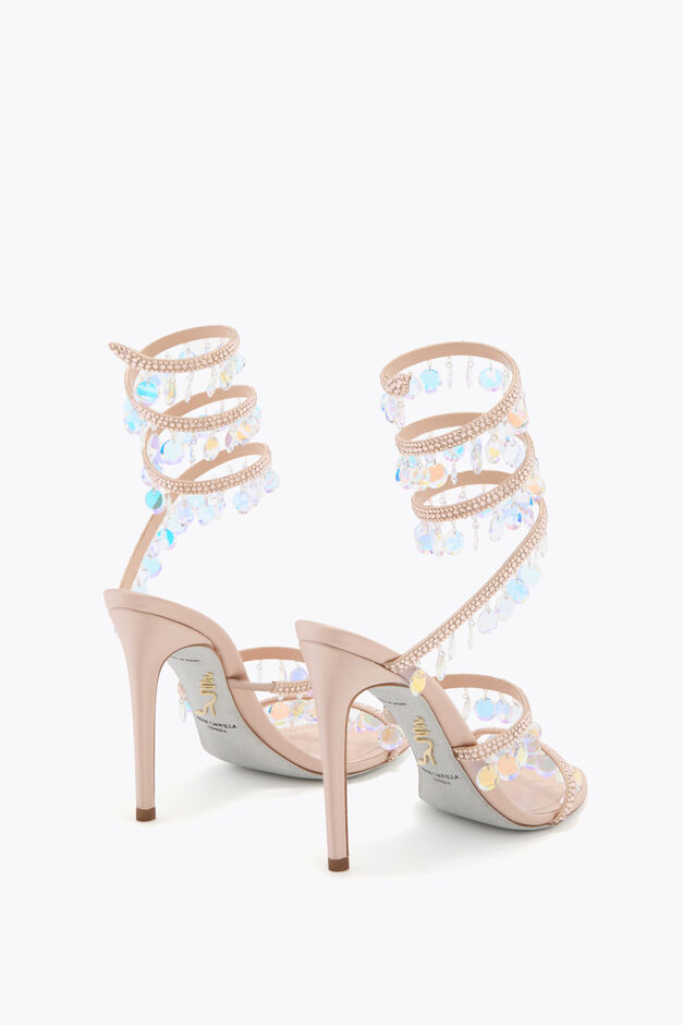 CHANDELIER POWDER PINK SANDAL WITH OVERSIZED CRYSTAL DROPS 105