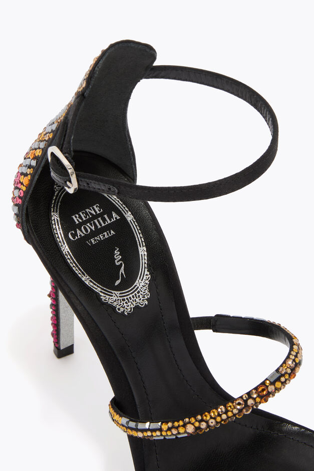LADY BLACK SANDAL WITH SWAROVSKI CRYSTALS 105