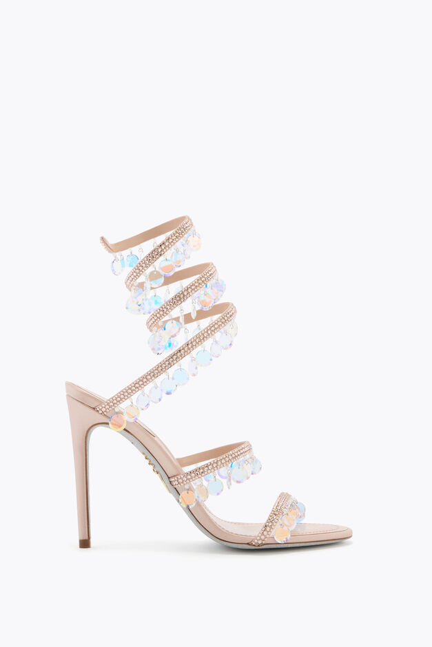 CHANDELIER POWDER PINK SANDAL WITH OVERSIZED CRYSTAL DROPS 105
