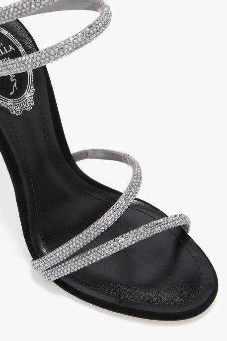 MARGOT BLACK SUEDE AND SILVER SANDAL 105