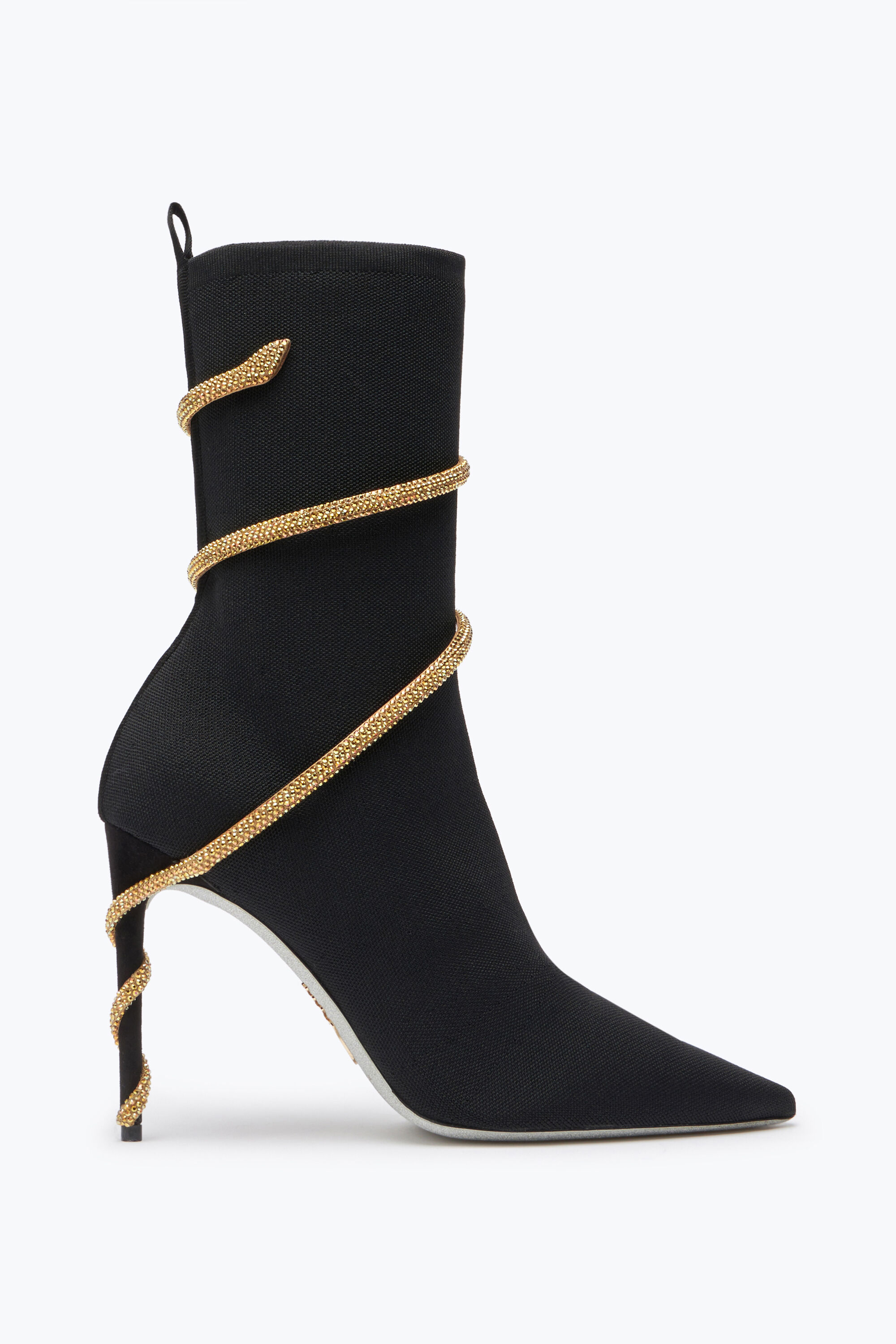 Jeweled Margot Black And Gold Ankle Boot 105 Rene Caovilla