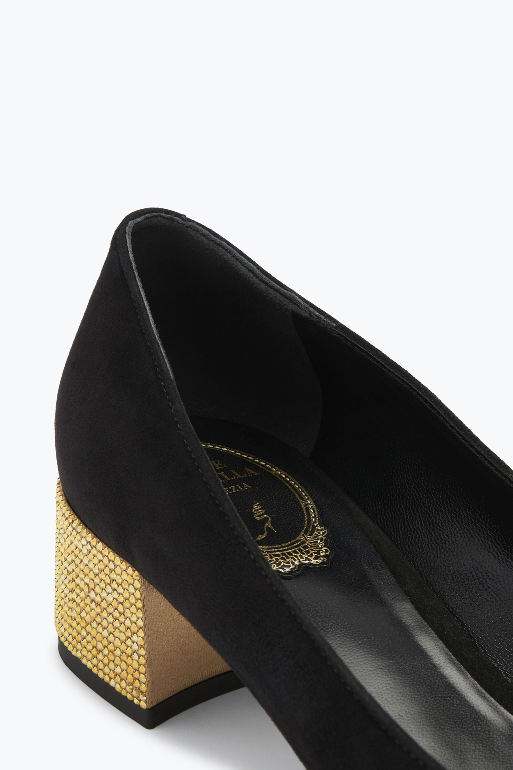 Jeweled Kristen Black And Gold Pump 40 Rene Caovilla
