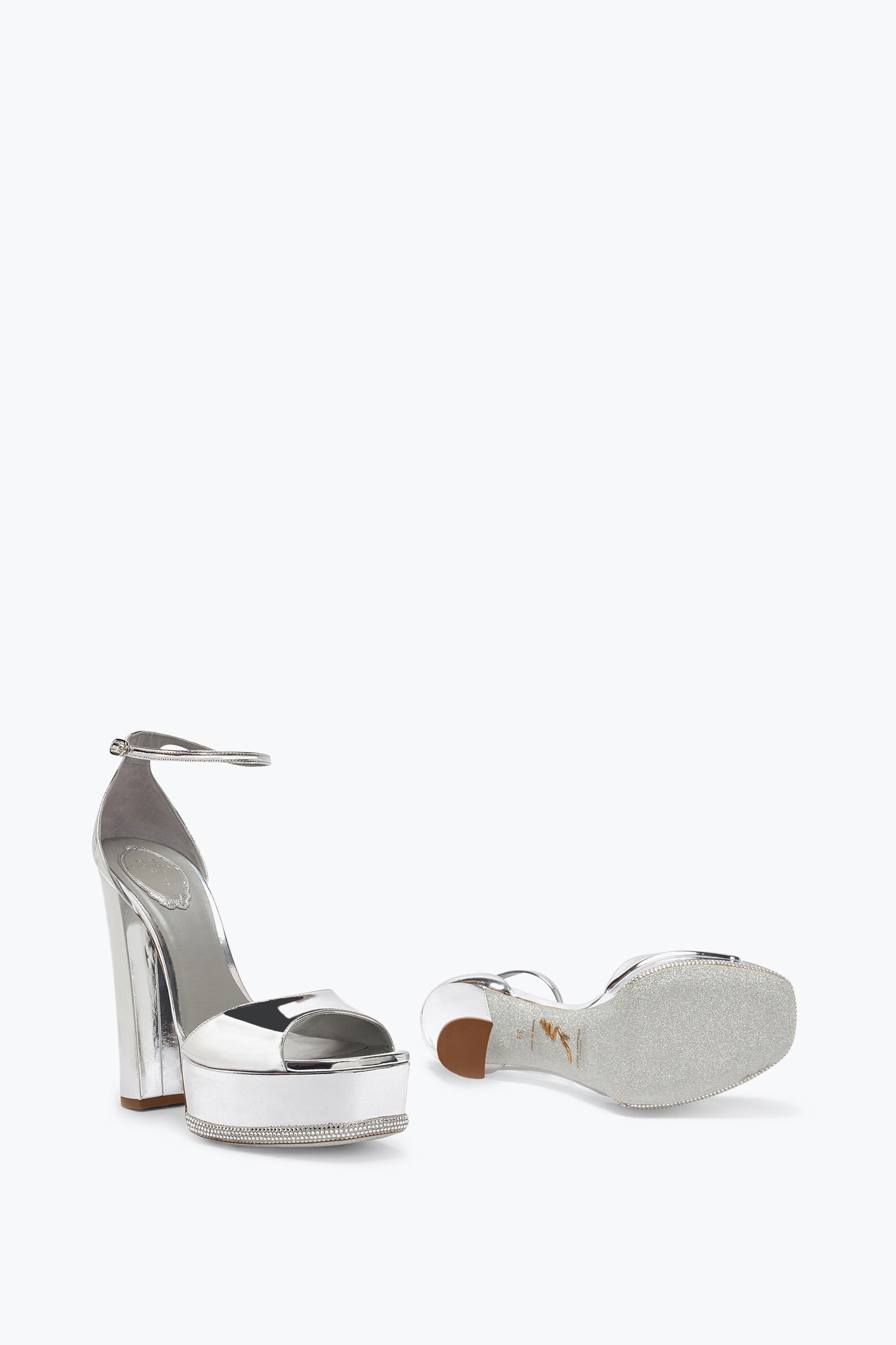 Jeweled Liza Silver Sandal 130 | Rene Caovilla®