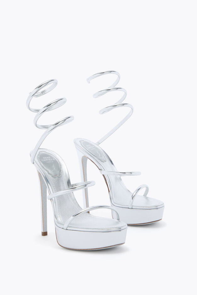 CLEO METALLIC SILVER PLATFORM SANDAL 130