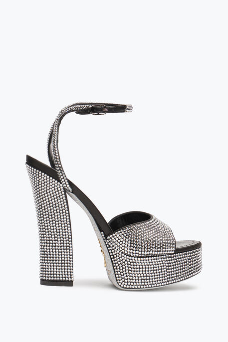 HELSA BLACK PLATFORM SANDAL WITH CRYSTALS 140