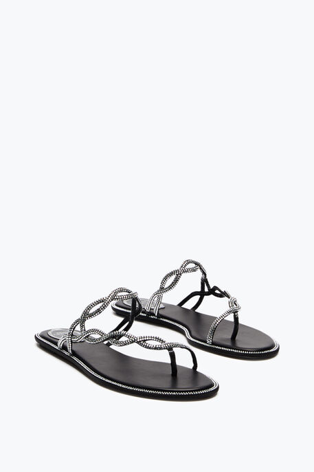 BRAID BLACK FLAT SANDAL 10 BRAID BLACK FLAT SANDAL 10