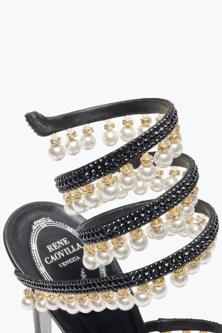 CHANDELIER BLACK SANDAL WITH PEARLS 105 CHANDELIER BLACK SANDAL WITH PEARLS 105