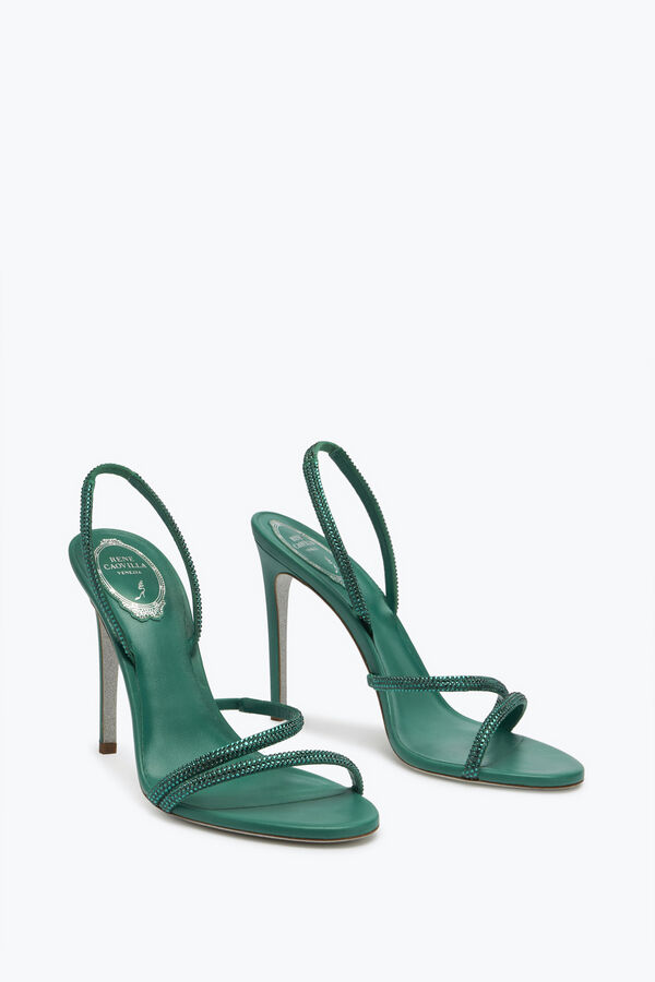 Sandalo Irina Verde Smeraldo Con Cristalli 105