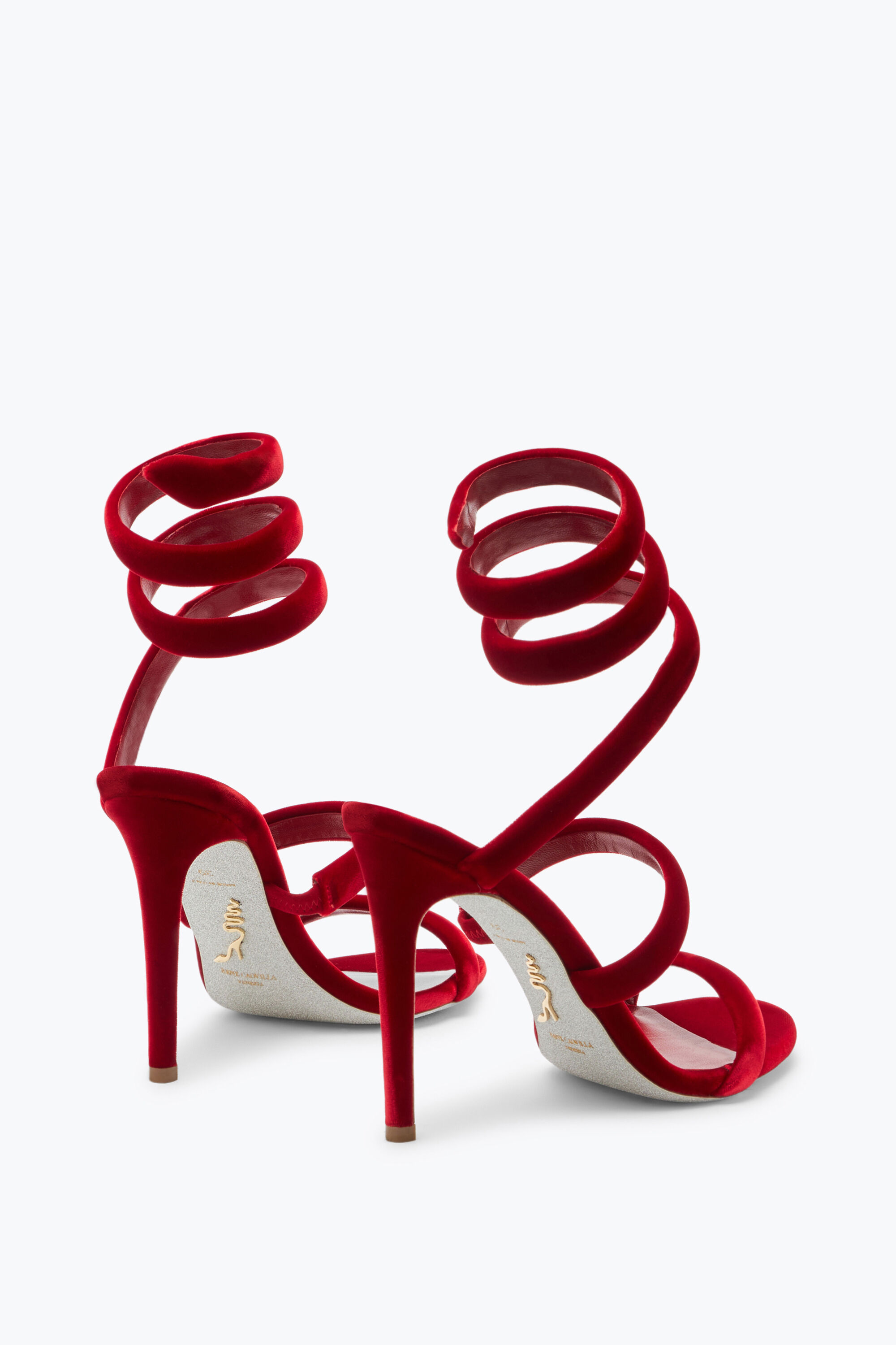 Jeweled Cleo Ruby Velvet Sandal 105 Rene Caovilla