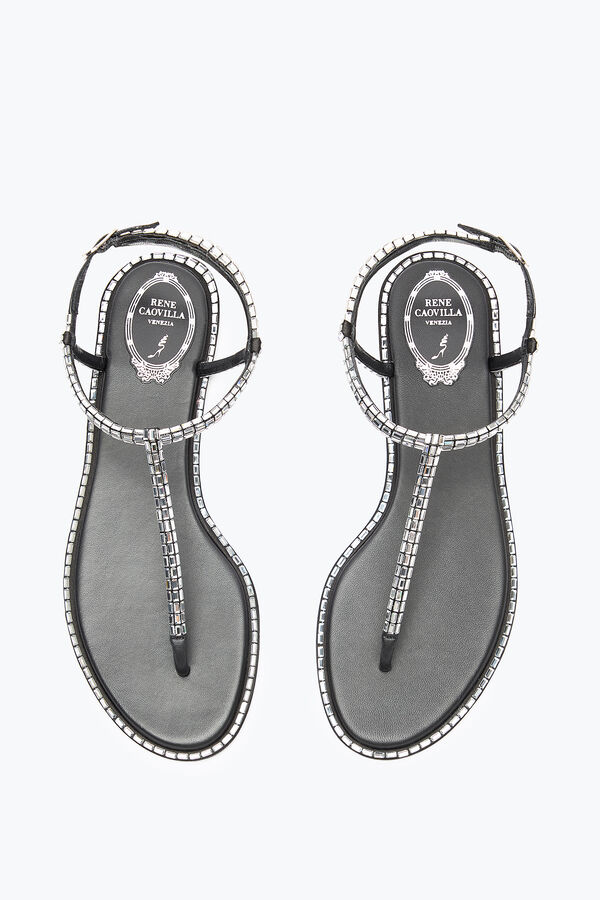 SANDALIA DIANA NEGRA CON CRISTAL BAGUETTE