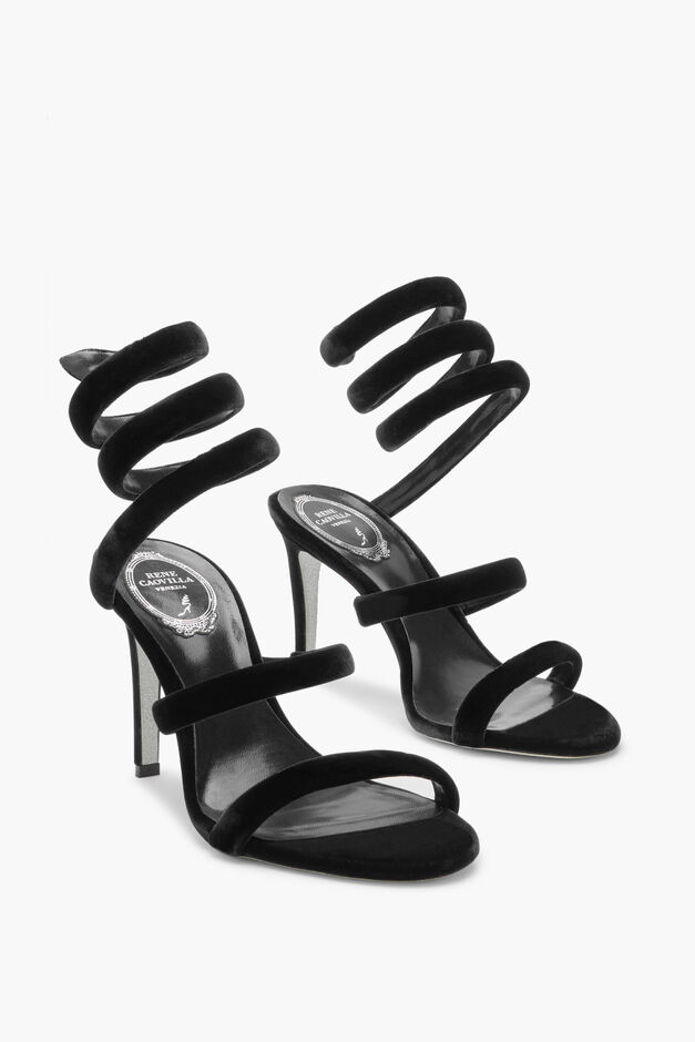 Cleo Black Velvet Sandal 80