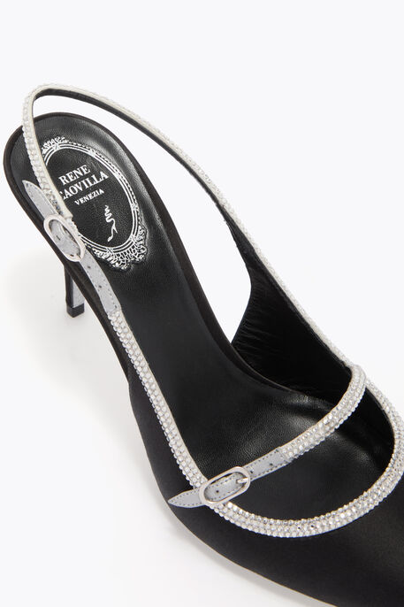 LILY BLACK AND SILVER SLINGBACK 80 LILY BLACK AND SILVER SLINGBACK 80