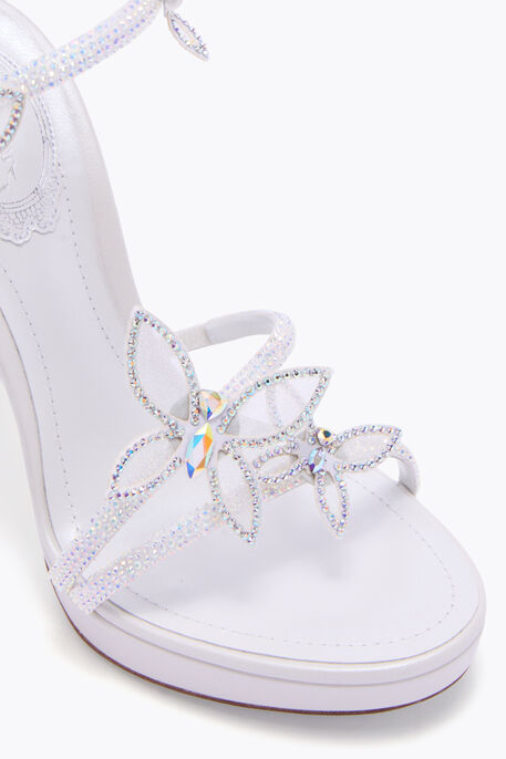 MARGOT WHITE PLATFORM SANDAL WITH BUTTERFLIES 120