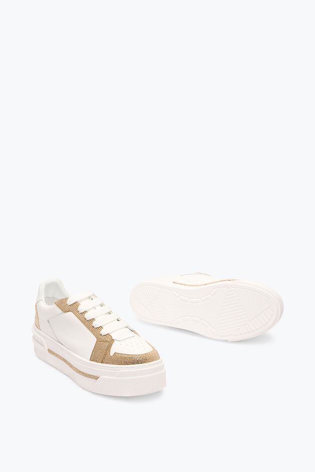 XTRA WHITE-GOLD SNEAKER WITH CRYSTALS 50 XTRA WHITE-GOLD SNEAKER WITH CRYSTALS 50