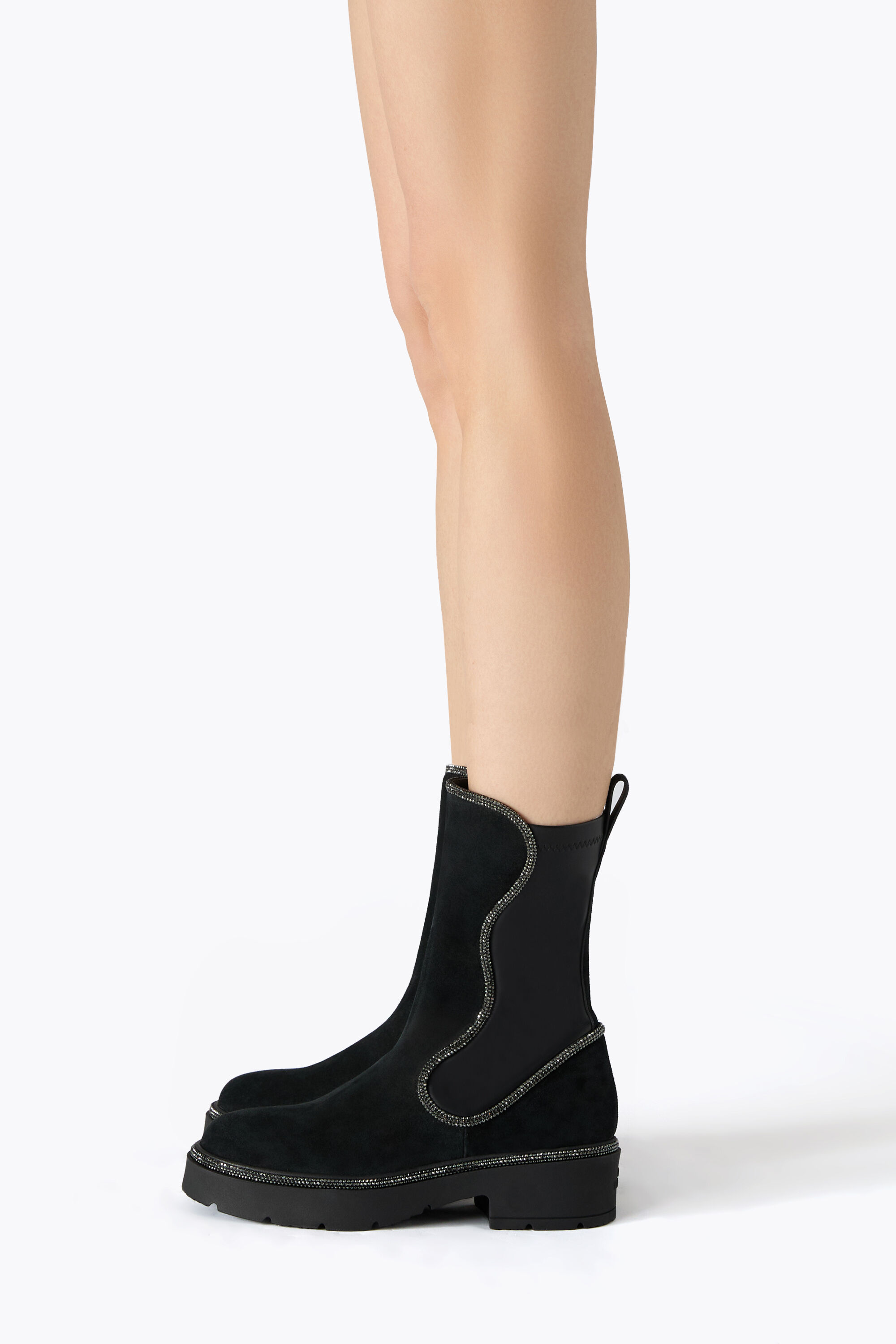 Jeweled ONDA BLACK BIKER BOOT 50 | Rene Caovilla®