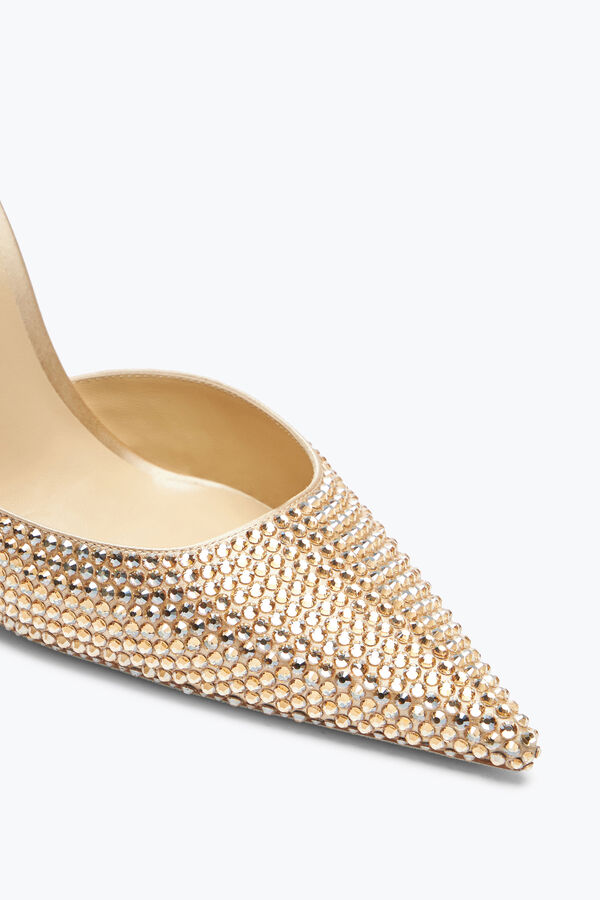 Zapato de sal&oacute;n Cleo dorado con cristales