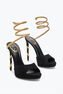 Sandalo Con Plateau Margot In Suede Nero E Oro 120