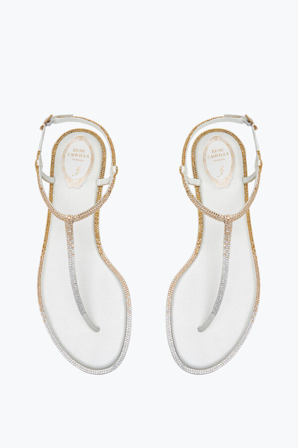 DIANA IVORY SANDAL WITH GOLD AND SILVER CRYSTALS 10