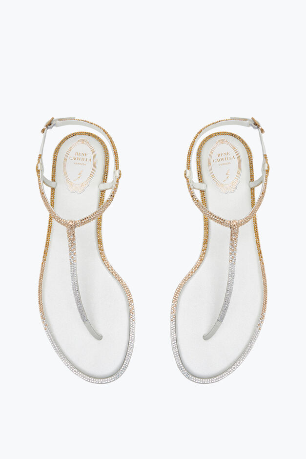 DIANA IVORY SANDAL WITH GOLD AND SILVER CRYSTALS 10