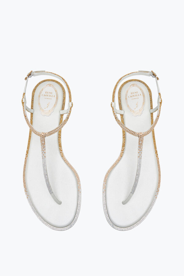 Diana 金色和银色水晶象牙色凉鞋 10