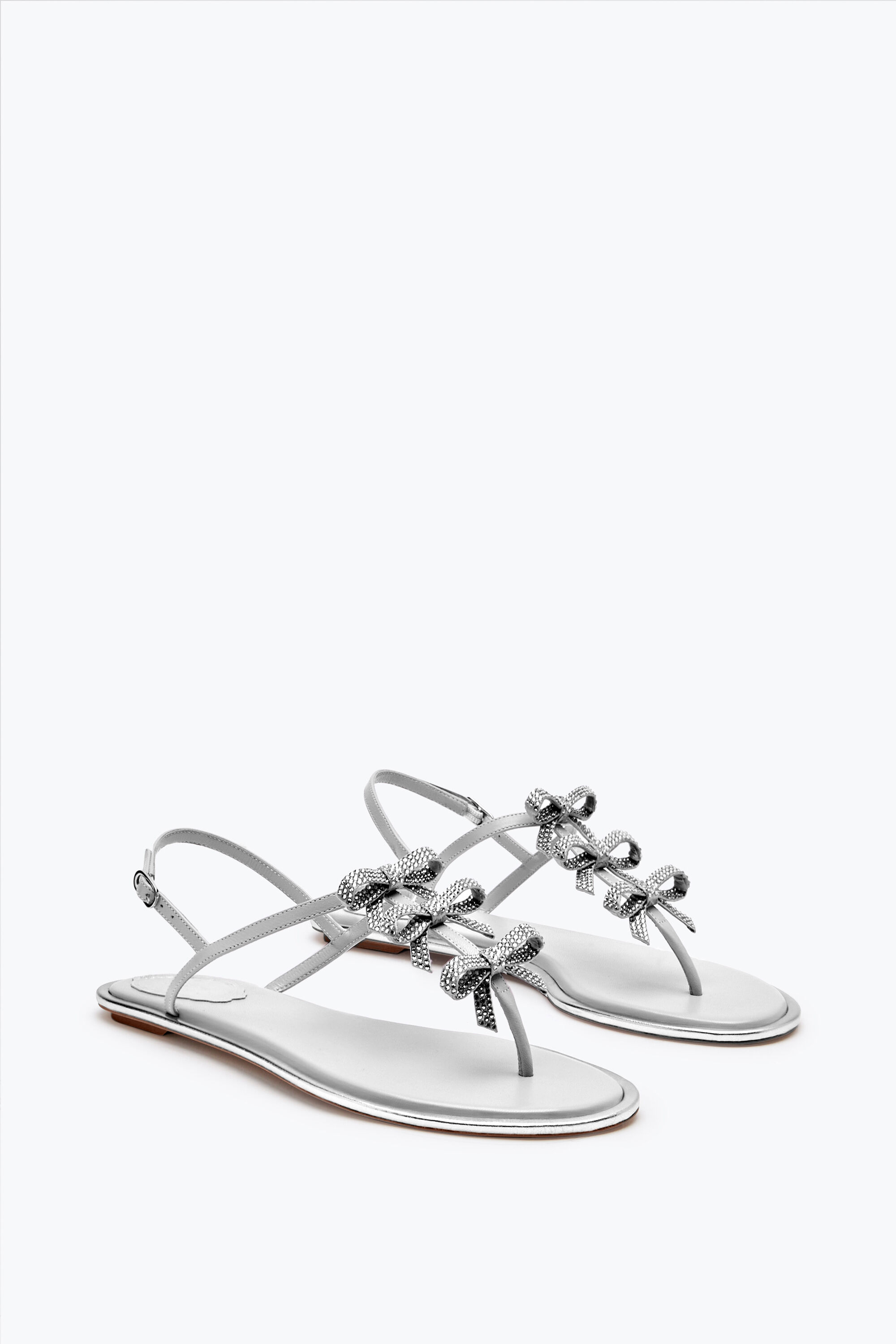 Jeweled Caterina Silver Thong Sandal 10 | Rene Caovilla®