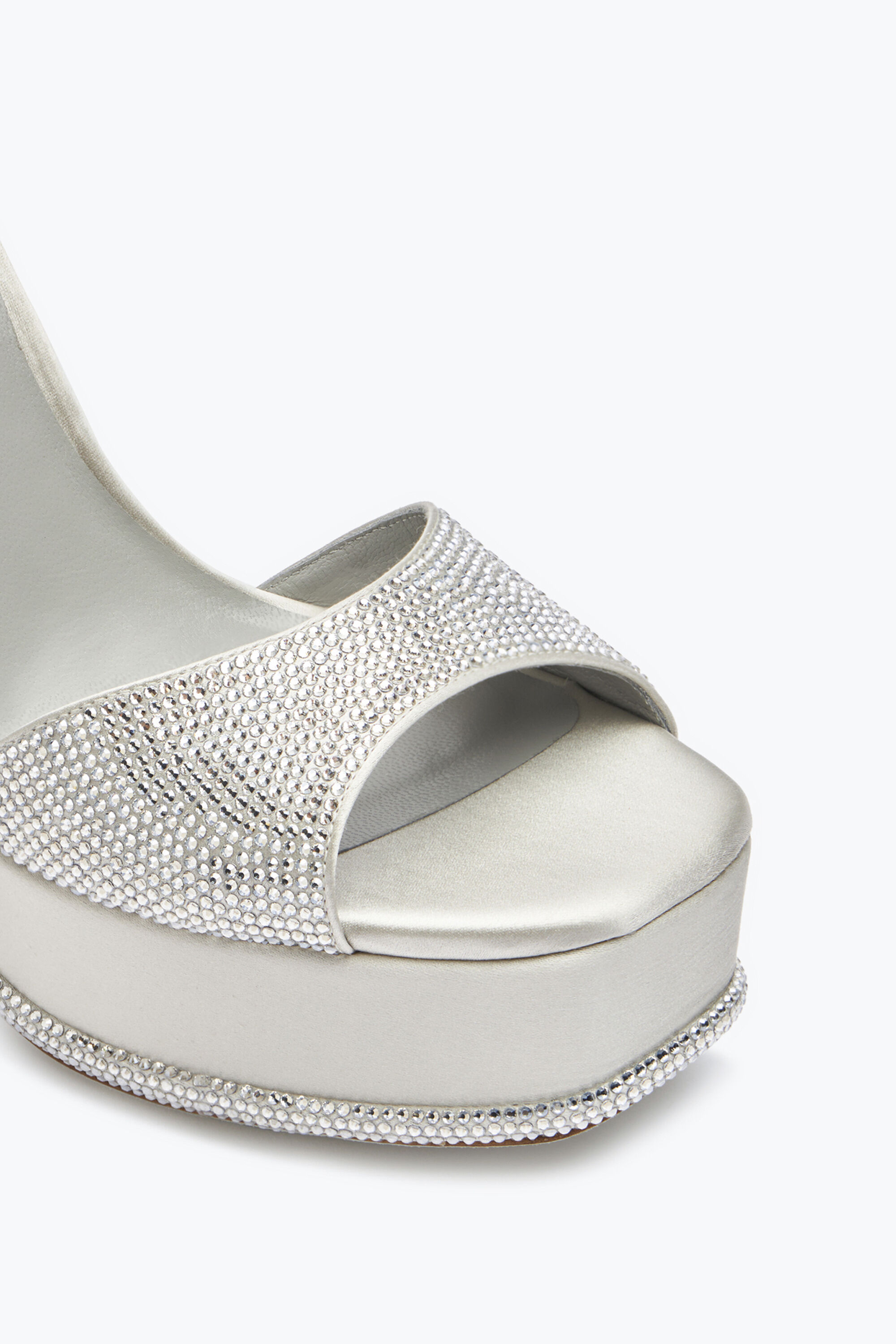 Jeweled Anastasia Crystal Silver Platform Sandal 130 Rene Caovilla