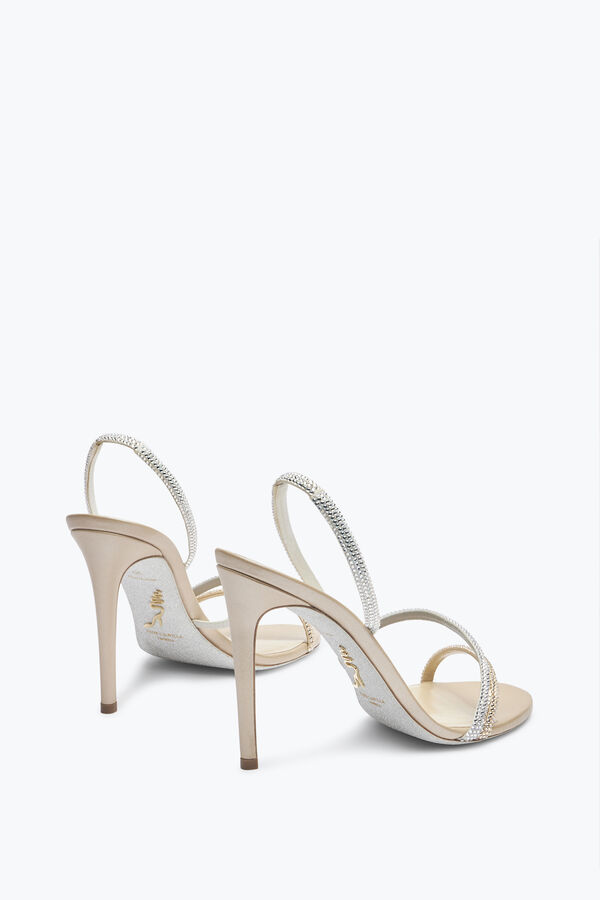 Sandalia Irina beige-plata con cristales 105