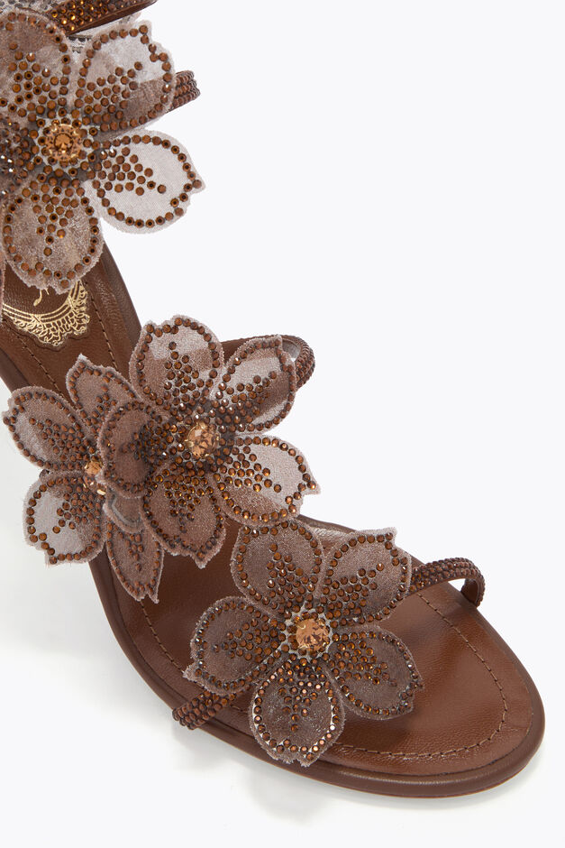 PEACH FLOWER BROWN SANDAL 80