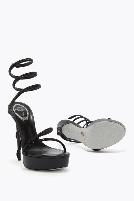 MARGOT BLACK PLATFORM SANDAL 130
