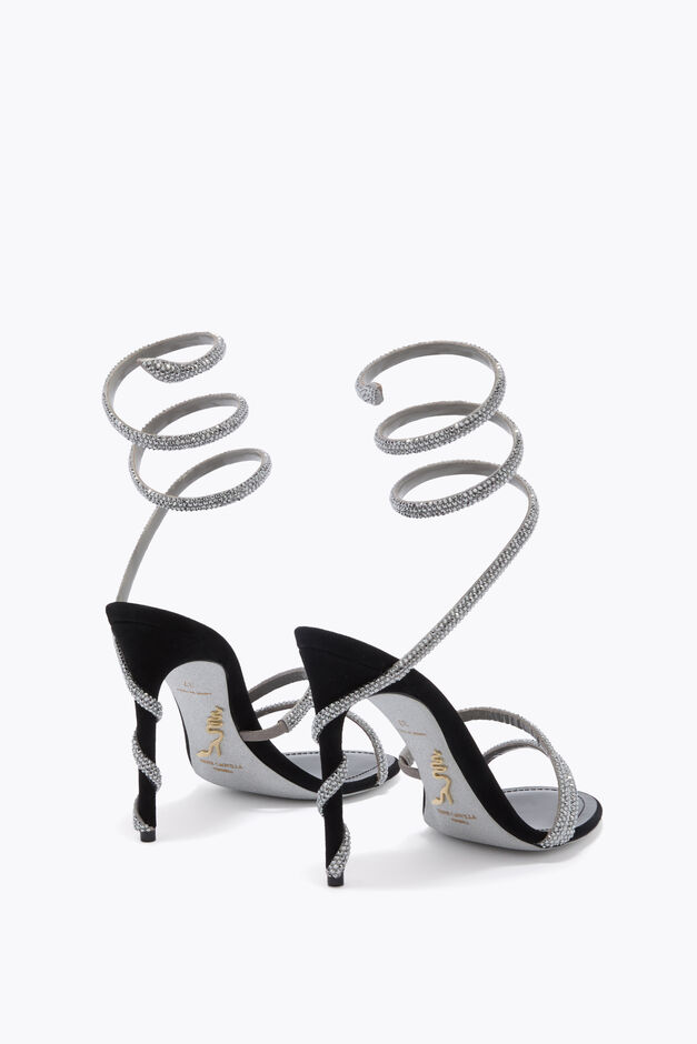 MARGOT BLACK SUEDE AND SILVER SANDAL 105
