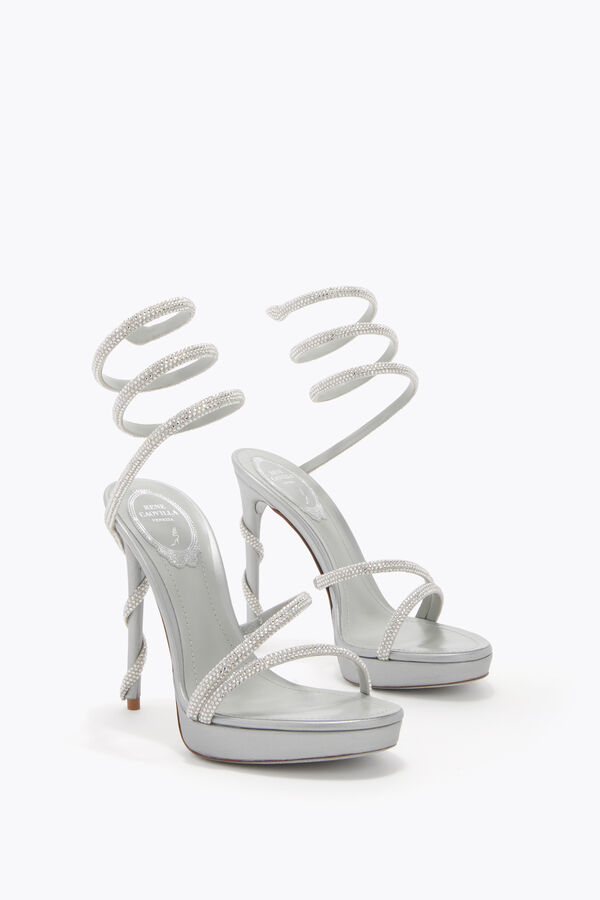 MARGOT PEARL GREY PLATFORM SANDAL 120