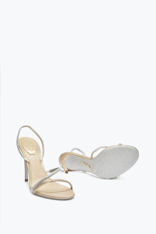 Sandalia Irina beige-plata con cristales 105