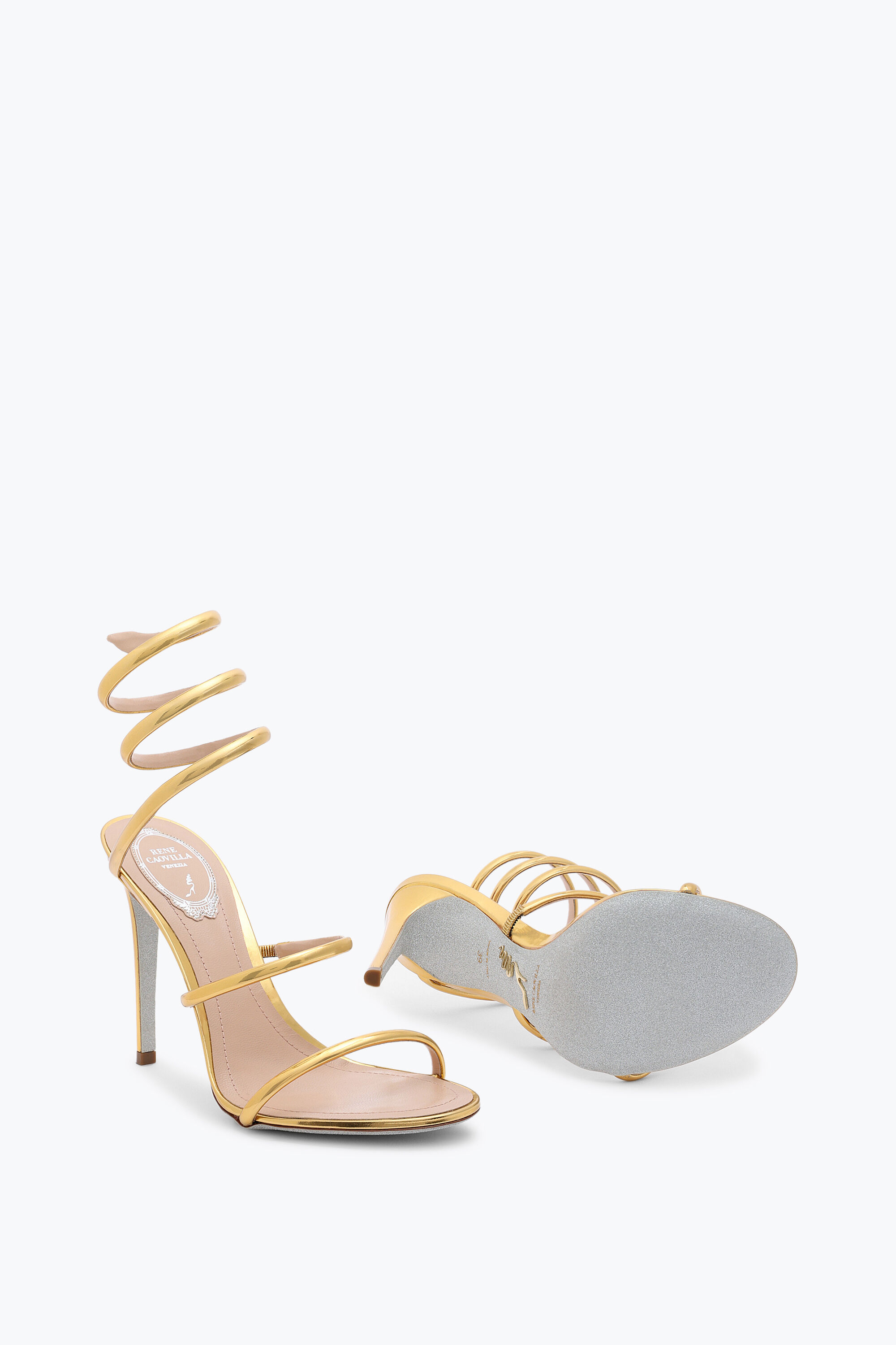 Jeweled Cleo Metallic Gold Sandal 105 | Rene Caovilla®