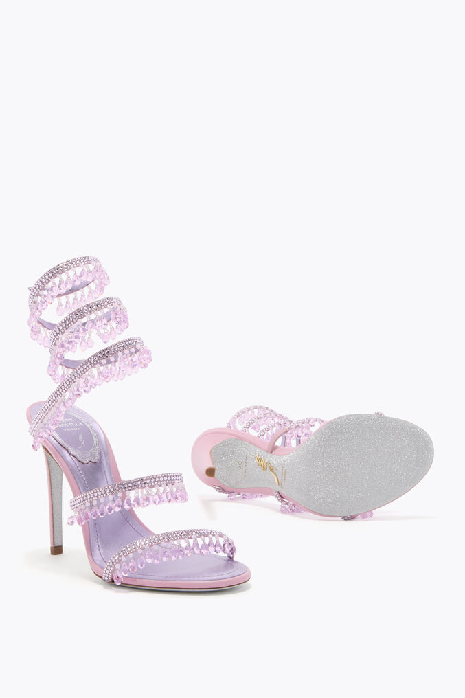 Sandales Talons Rene Caovilla Design Serpent Cristal - Taille US 11, Marron, Cuir, Neuves En Boîte