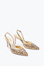 Slingback Cinderella dorado con cristales y perlas 80