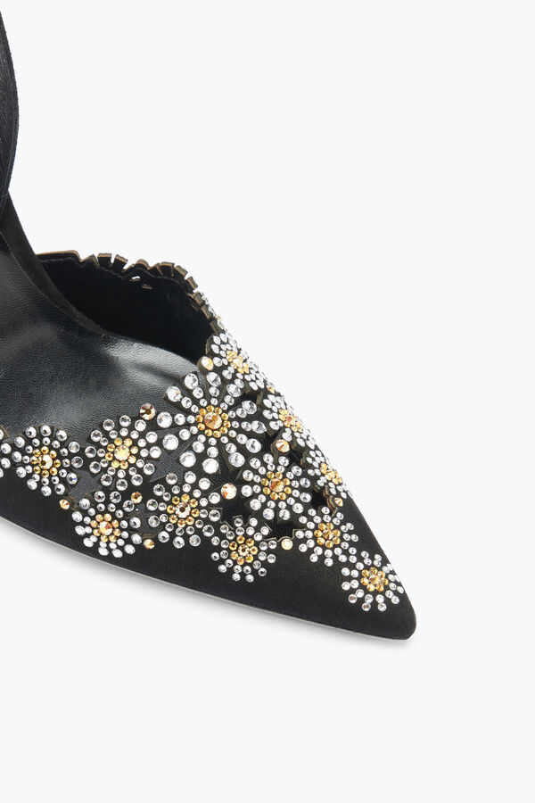 Slingback Daisy de ante negro con cristales 105